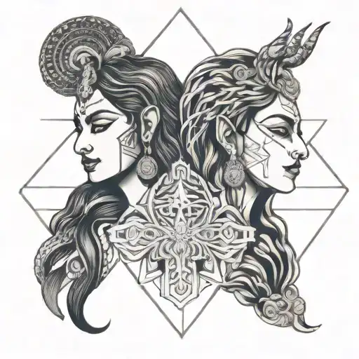 A Portrait Of Shiva And Shakti Symbolizing The Balance Of Masculine And Feminine Energies