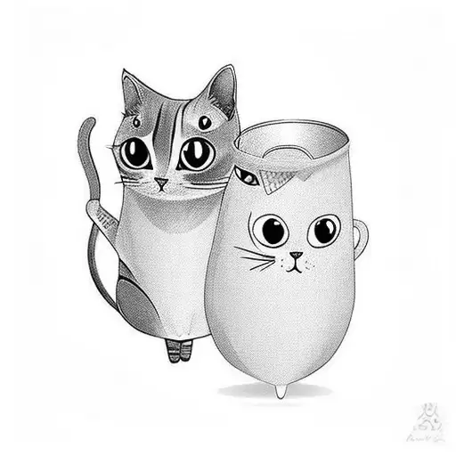 A Cat And A Cockatiel Sitting Together On A Coffee Cup