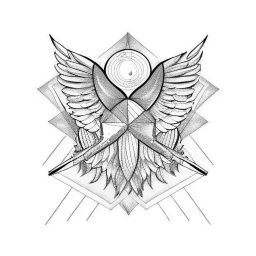 Two Expanded Wings With A David 5 Corner Star In The Middle