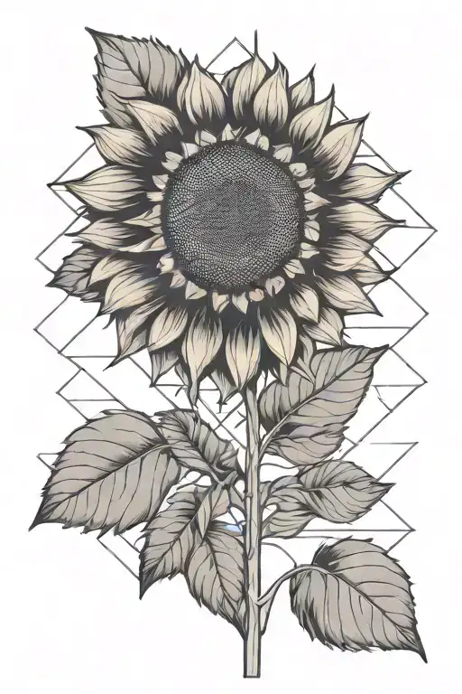 One Sunflower Minimalist Geometric Representation