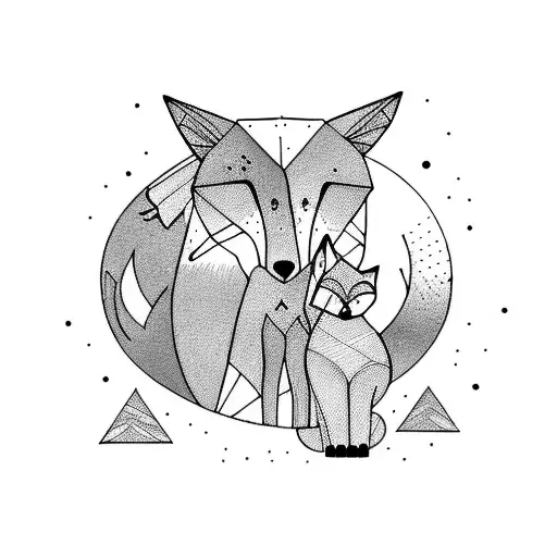 Fox Protecting 3 Children