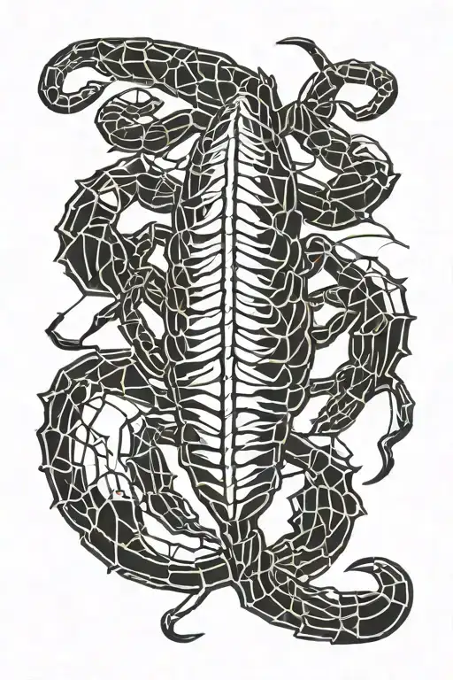 Perpendicular Scorpion Minimal Line Art