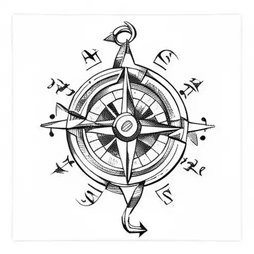 Anchor Connects To Compass By The Chain