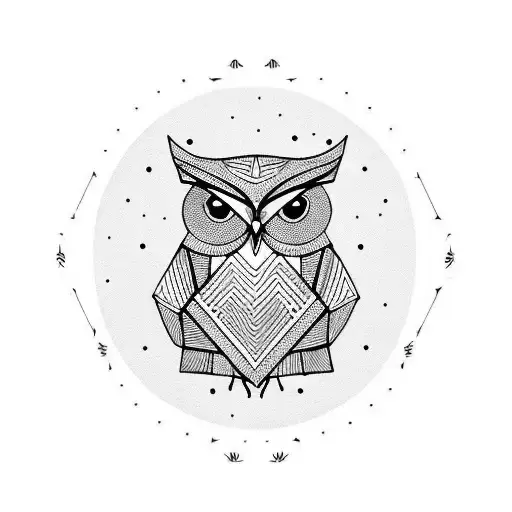 Geometric Owl Standing On A Scale