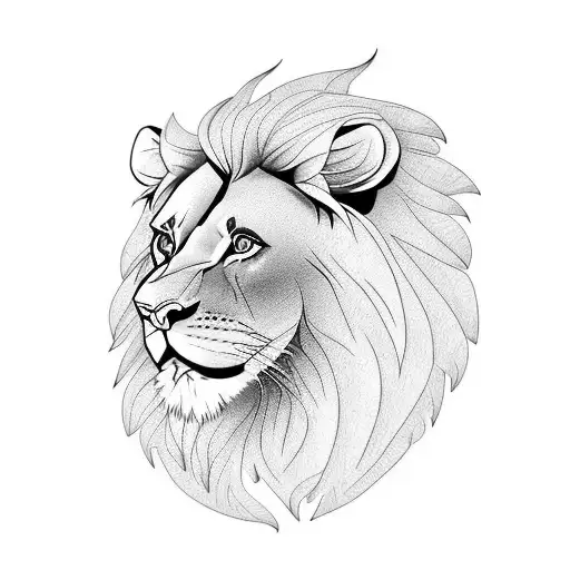 Lion Head Blue Eyes Detailed