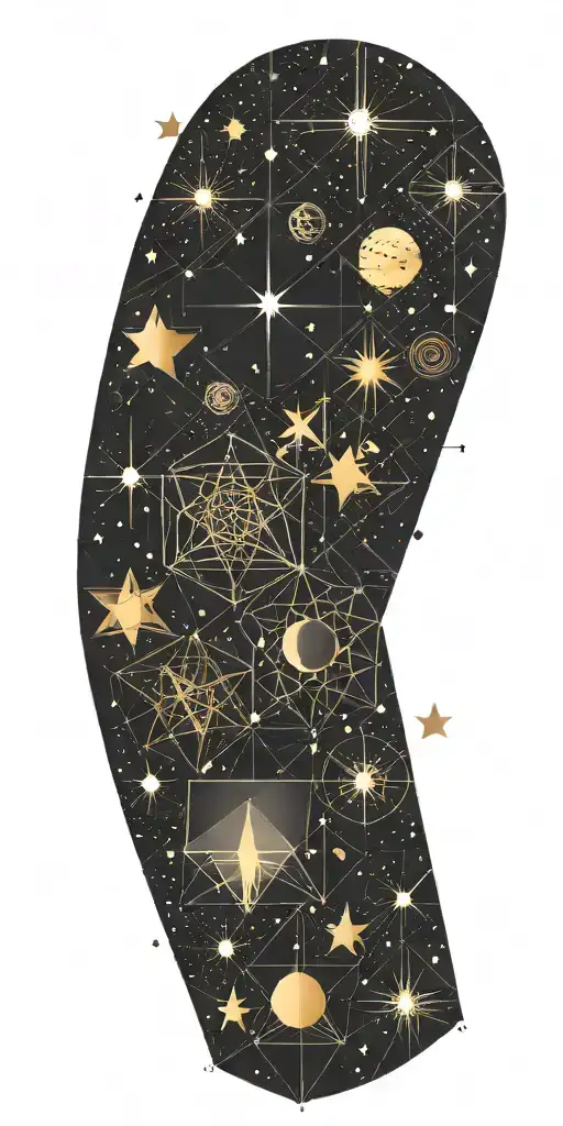 Space And Stars With Geometric Figures