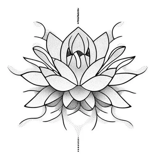 Lotus Flower With Dots Around It And Lines