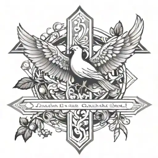 Cross With A Dove Carrying An Olive Include Include Bible Verse