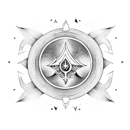 Design Tattoo That Incorporates A Crescent Moon And Ace Of Spades Symbol