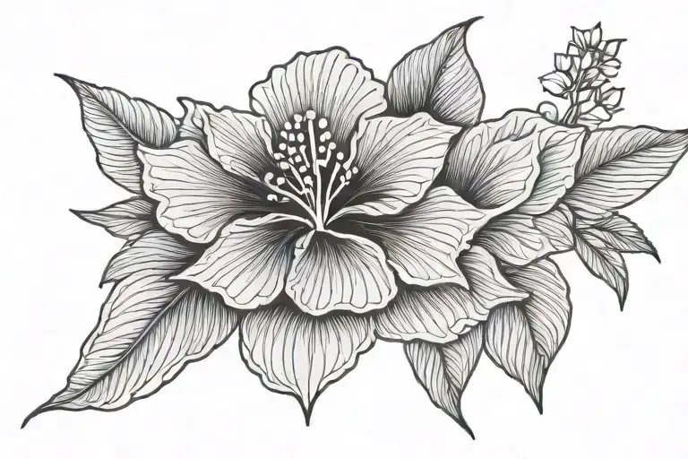 Fine Line Hibiscus Flower