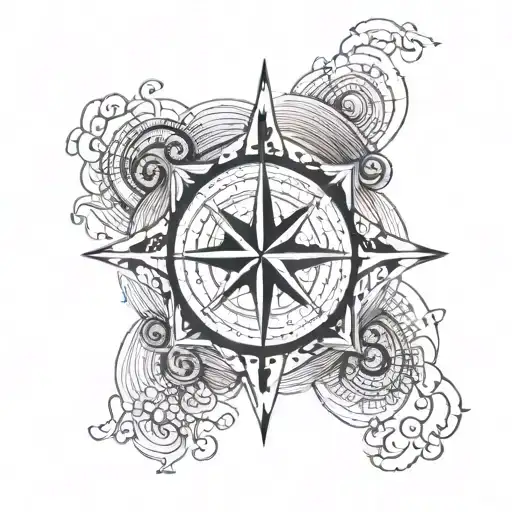 Wave And Compass Rose