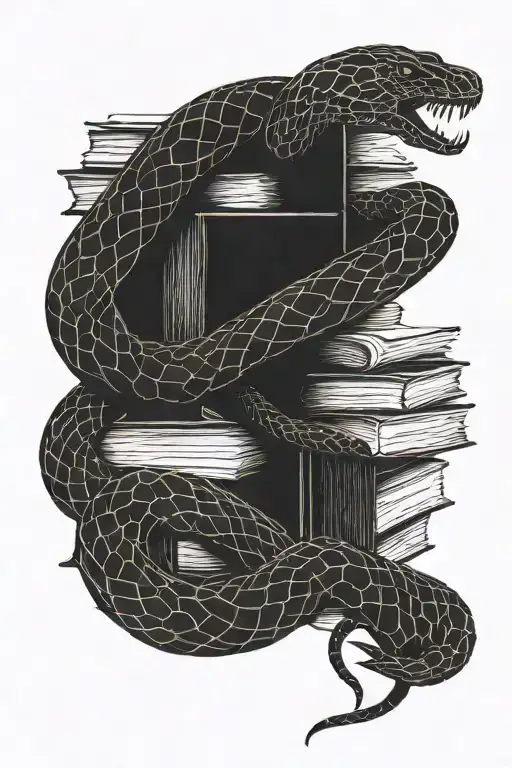 Book And Snake Coiled