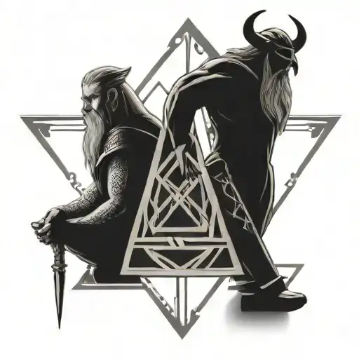 Odin And Thor With Mjolnir