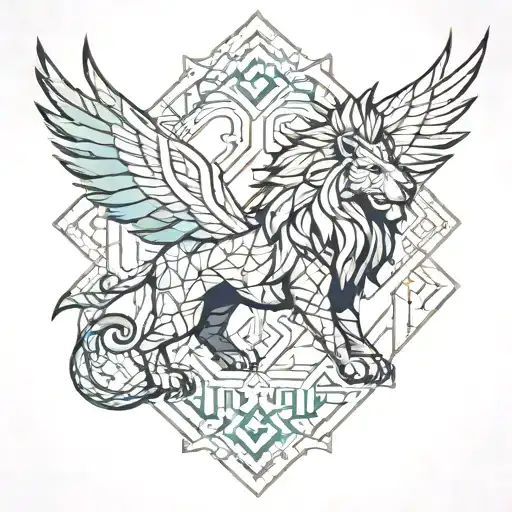 Combination Of Lion And Phoenix