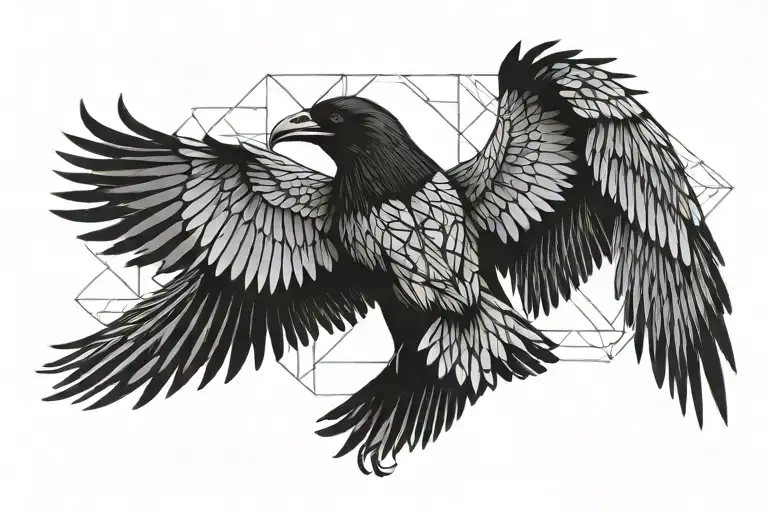 Raven With Spread Wings Spread Wide Open Wings