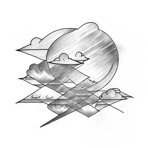 Tattoo Sketch Of Rain And Clouds But More Abstract