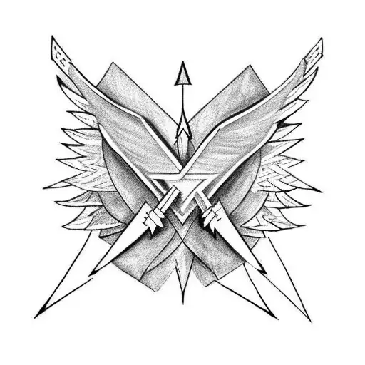 Arrow With Cross And Phoenix Wings