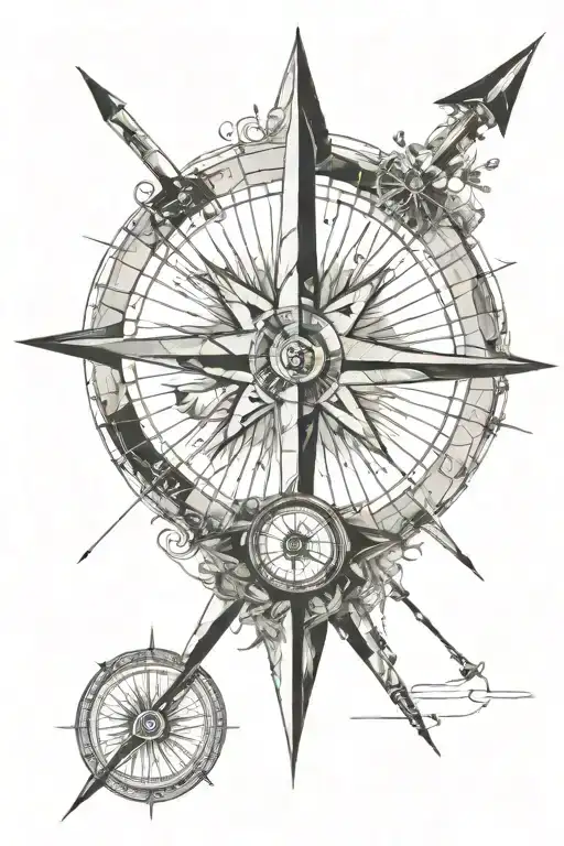 Travellers Arrow With Compass & Coordinates