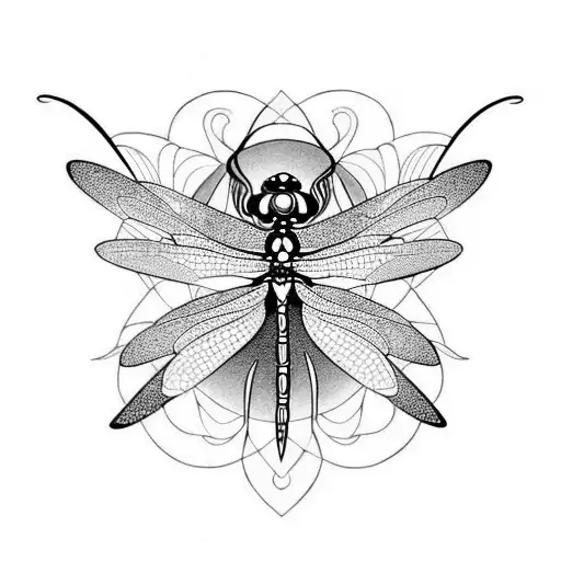 Dragonfly With Lotus