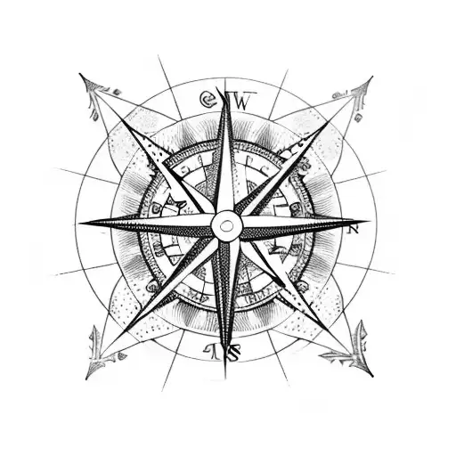 A Compass Surrounded By Roses And Butterflies