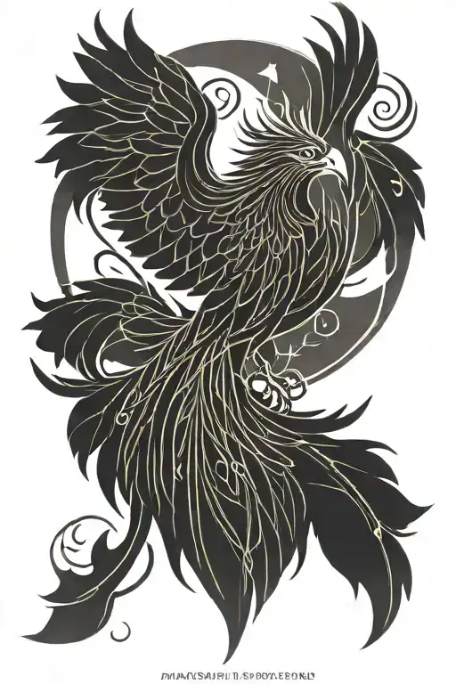 Simple Linework Phoenix Rising Up From The Ashes Symbolizing Rebirth