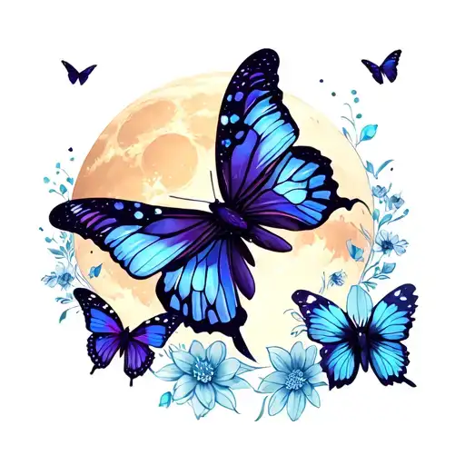 Flowers Galaxy Moon Butterflys Flying