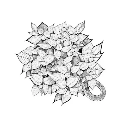 A Snake Slithering Through A Forest Of Hydrangeas