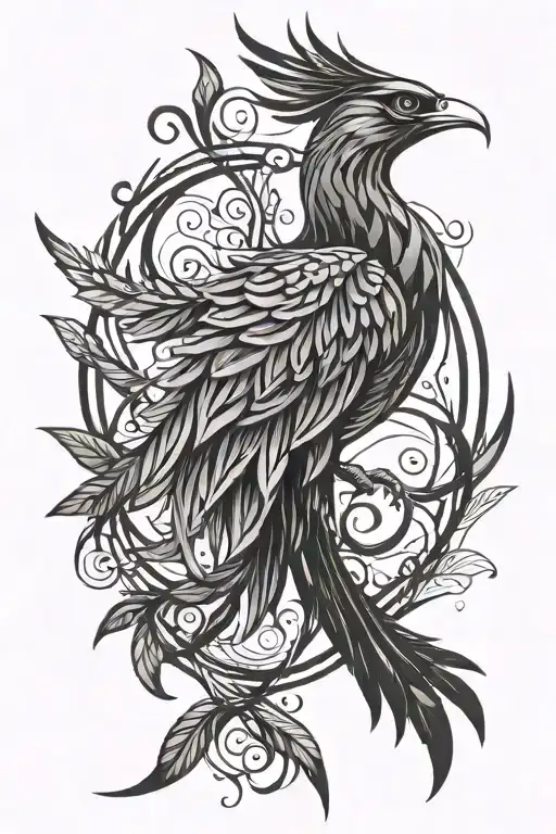 Phoenix With Cursive Writing Spine