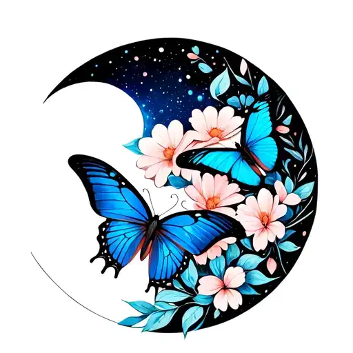 Flowers Galaxy Moon Butterflys