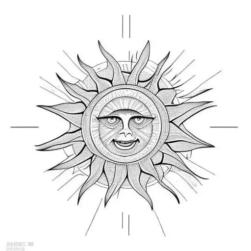 Sun With Minimalisitic Artistict Shapes For Back Of Shoulder Not Too Big