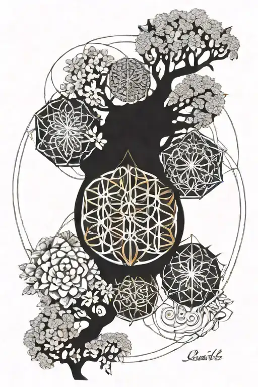 Flower Of Life Tree Of Life Intertwined