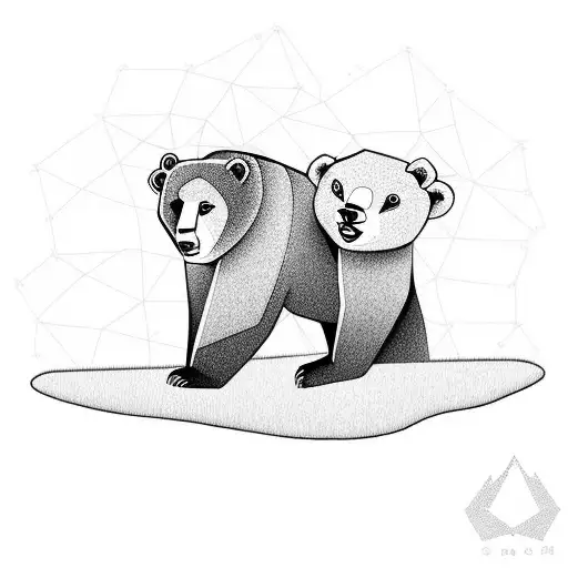 Bear Walking With Ghost Cub Riding Him