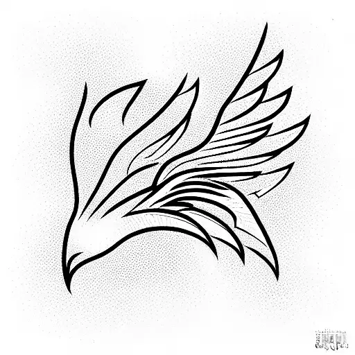 Flying Phoenix Made Of Black And White Triangles Side View