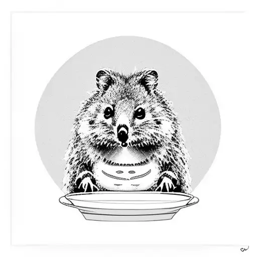 Quokka Enjoying A Cup Of Coffee