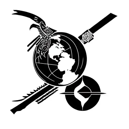 Samurai And Earth Globe Symbolizing