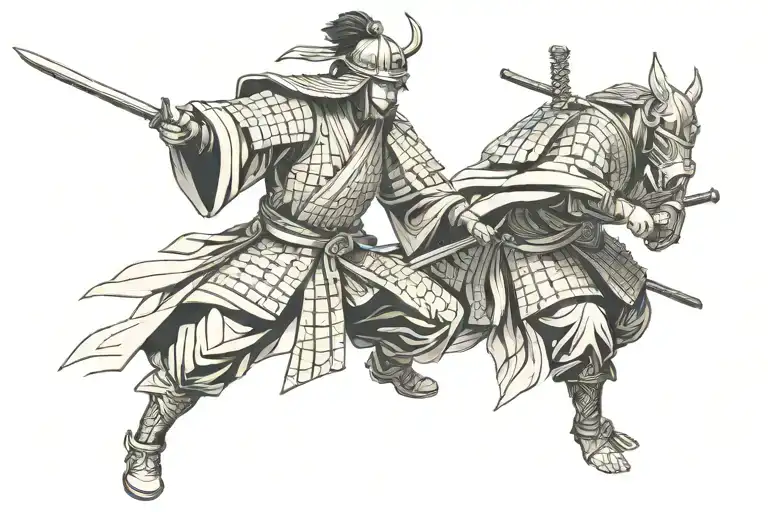 Japanese Samurai Warrior Holding Hands With His Head And Shadows