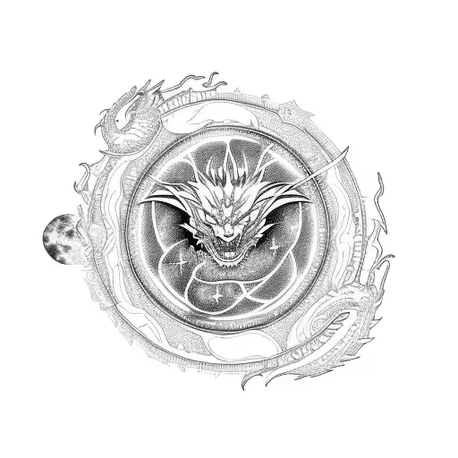 Phases Of The Moon Intercepted With The Brightness Of Dragon Fire