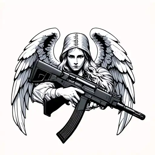 Angel Holding Ak 47 Gun