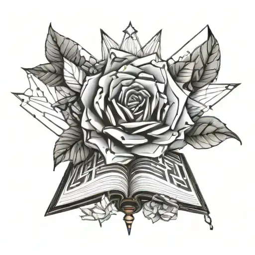 Open Book With Motherboard Connectors And A Crystal Rose Coming Out Of Inside It