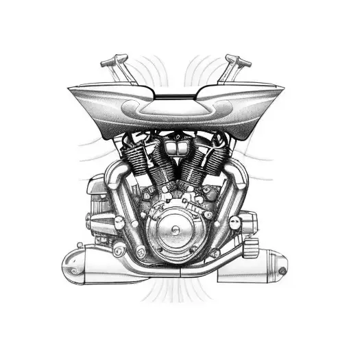 A Motorcycle Engine With Music Notes As The Pistons