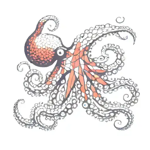Octopus Tattoo With A Color Of Red