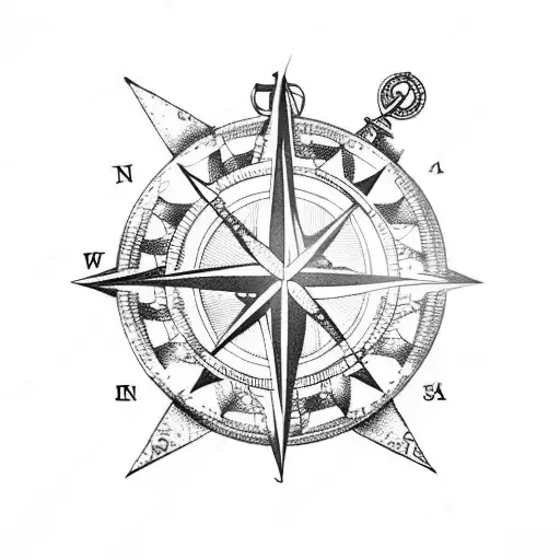 Compass And Anchor With Chain