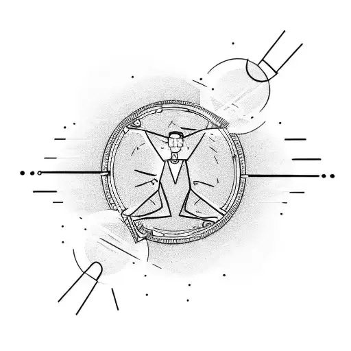 Circle With Broken Glasses Inside And A Man Dancing