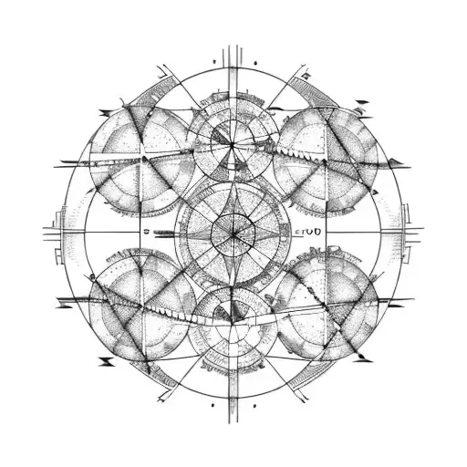 A Map Of Counts With Moon Phases Under And A Cardinal Directions And Geometric Lines