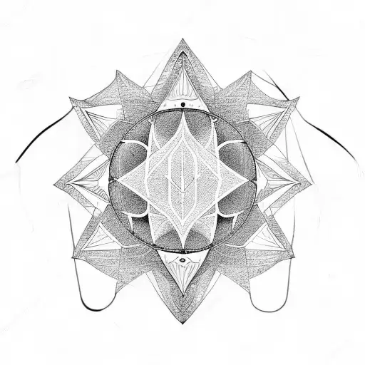 Sacred Geometry Shape With Omega Symbol In The Center