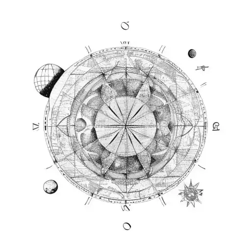 A Map With Moon Phases Under And A Cardinal Directions