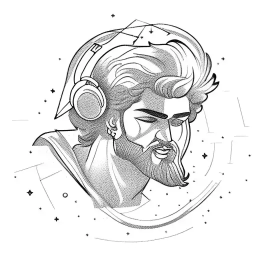 Greek God With Beats Headphone Listening Music
