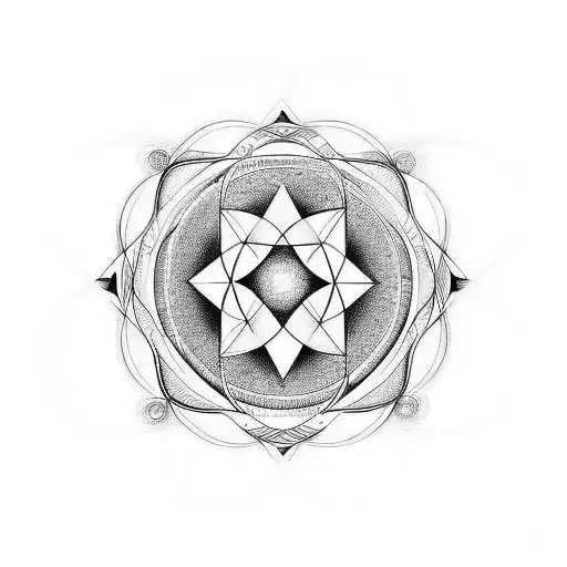 Omega Symbol With Sacred Geometry Shape