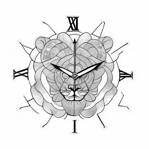 Lion Roses Clock Peacock Feather Ahana