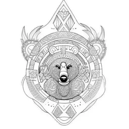 Polynesian Style With Ornaments And Bear